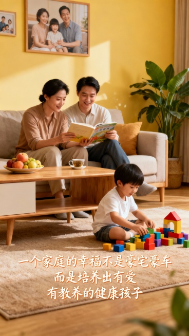 一个家庭的幸福不是豪宅豪车 而是培养出有爱 有教养的健康孩子预览效果