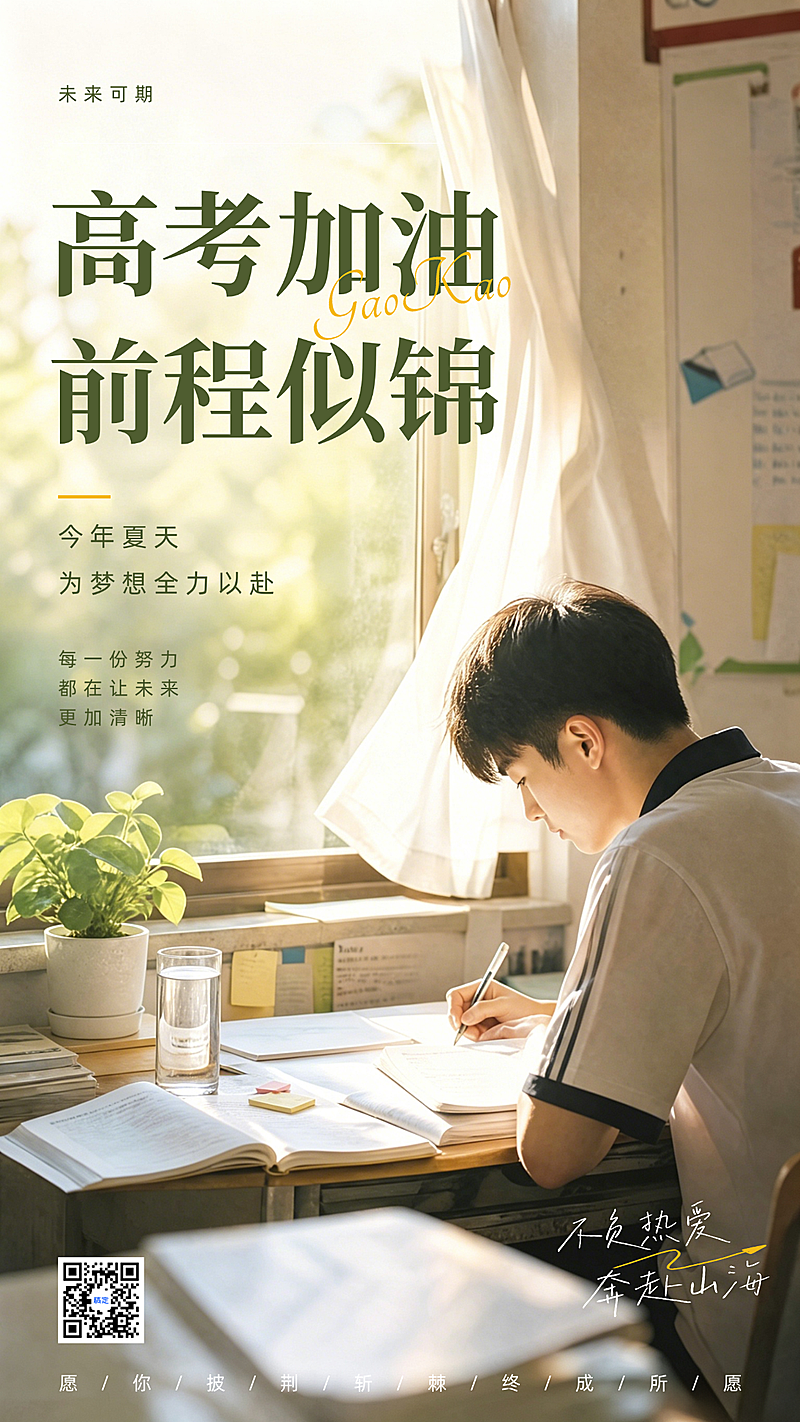 高考加油祝福青春励志感通用竖版海报