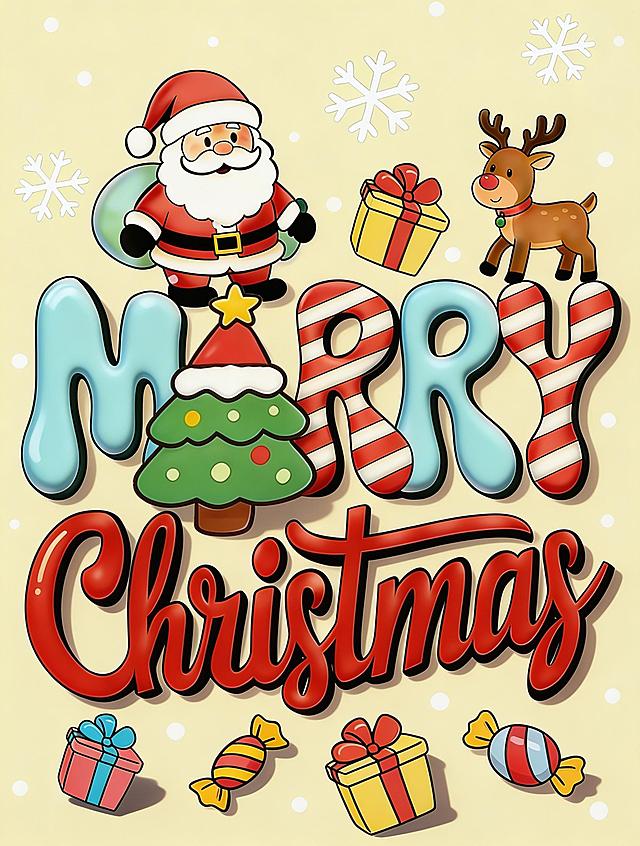 去除水印，底部的礼物盒和糖果增加投影。其他不变