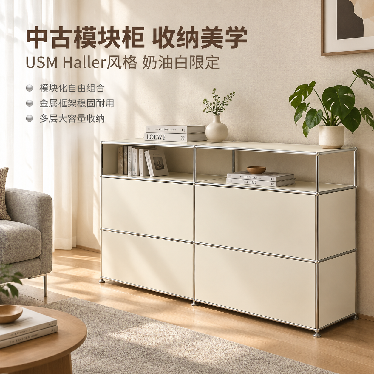 [主图-1] 空间场景与氛围展示，USM Haller风格奶油… - 图片创意预览
