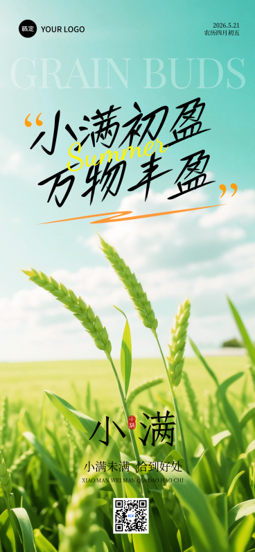 小满节气实景二十四节气全屏竖版小满海报预览效果