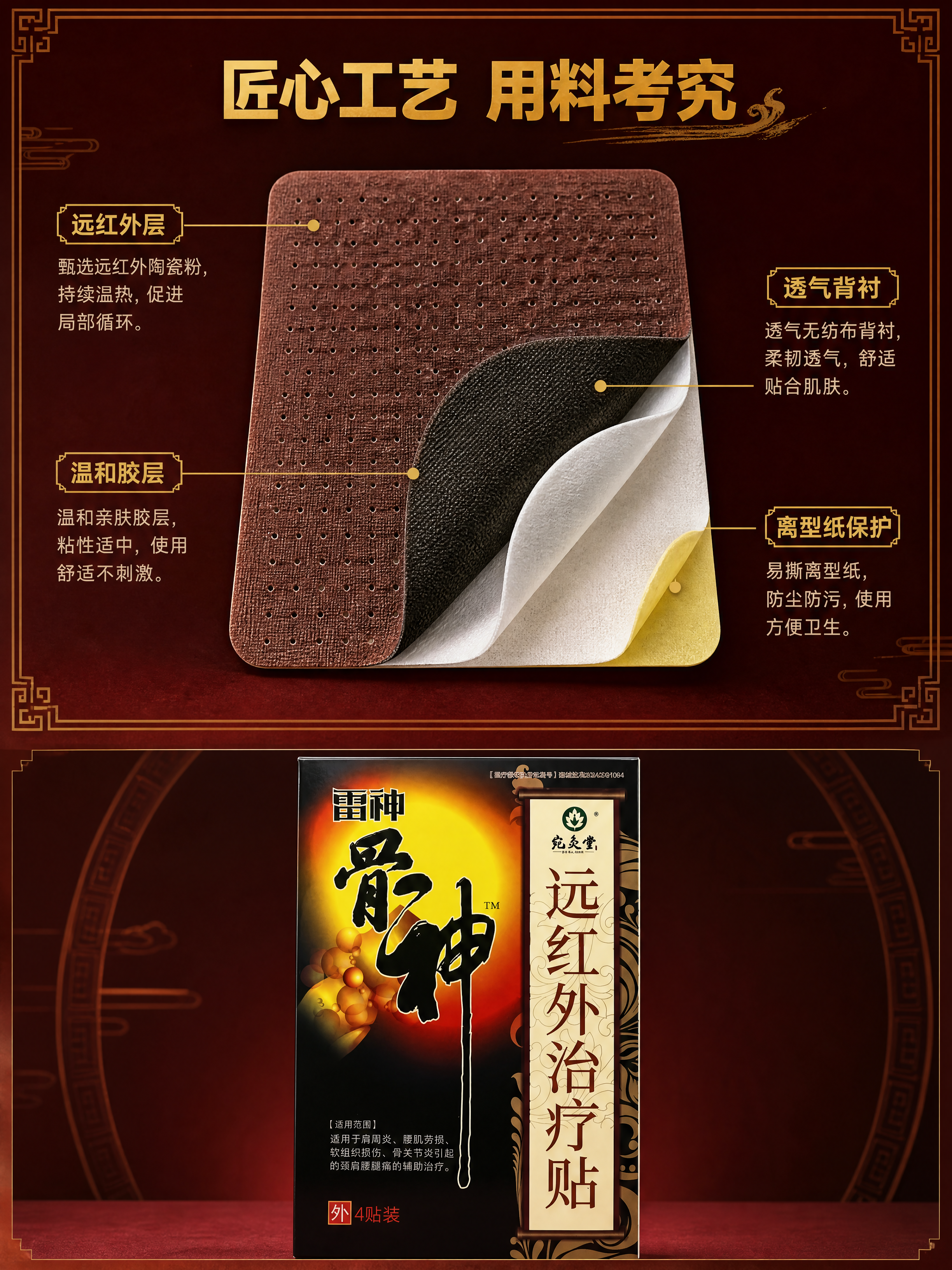 [商品] 使用【图1】宛灸堂雷神骨神远红外治疗贴包装盒；保留包… - 图片创意预览