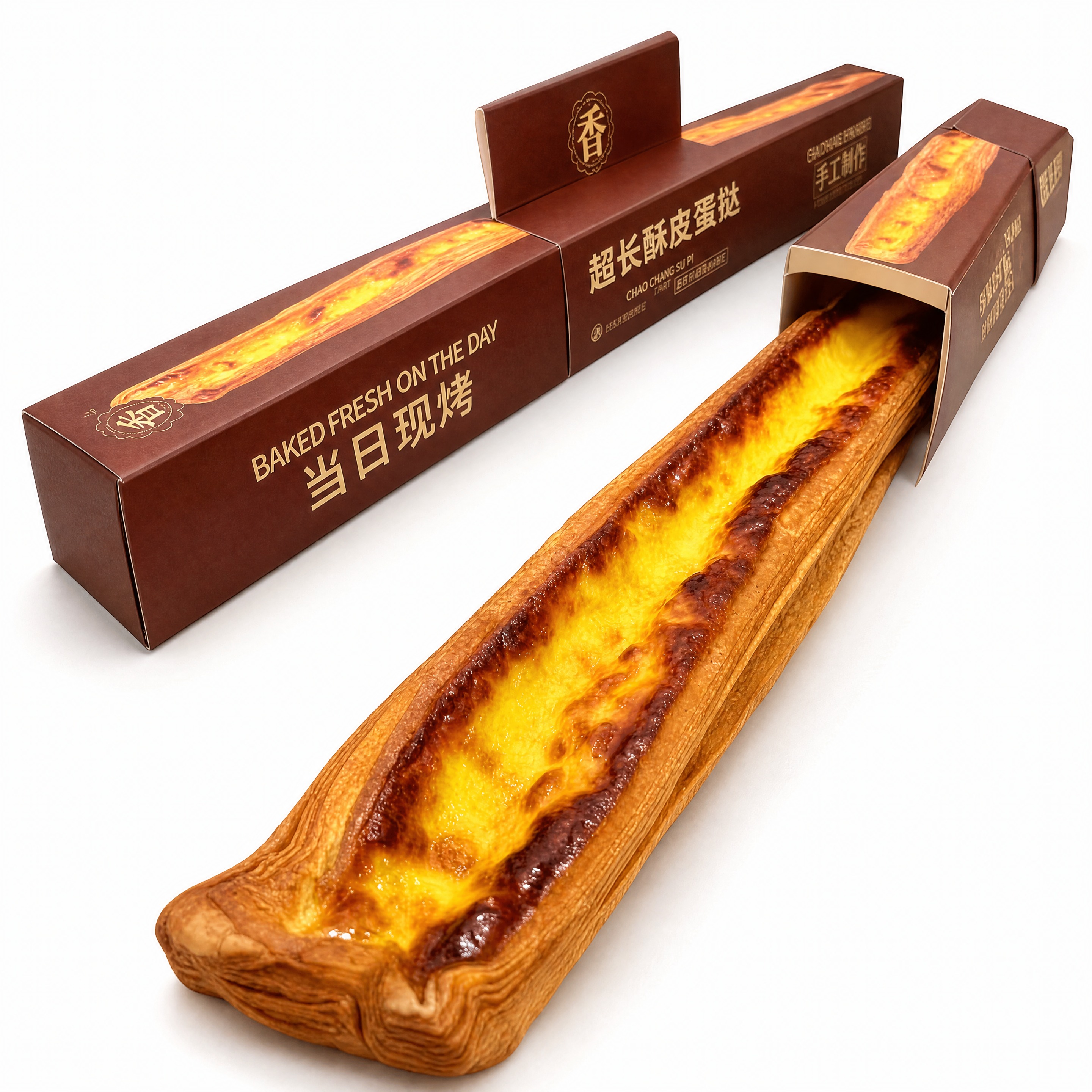 产品精修，超长长长长长长蛋挞，置于纯白背景上。专业商业棚拍光，… - 图片创意预览