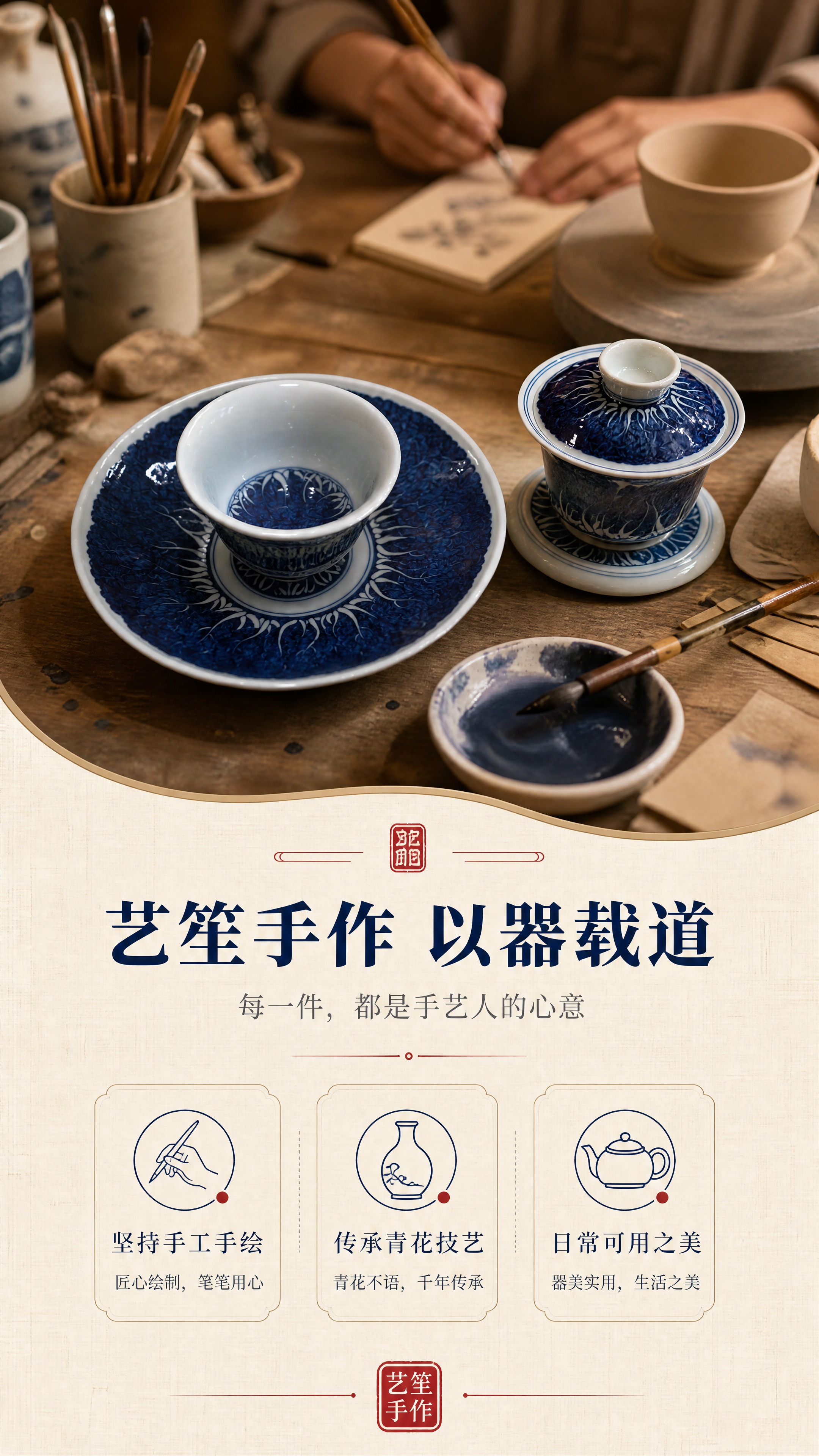 [商品] 使用【图1】艺笙手作青花瓜瓞绵绵盖碗套组；保留整套茶… - 图片创意预览