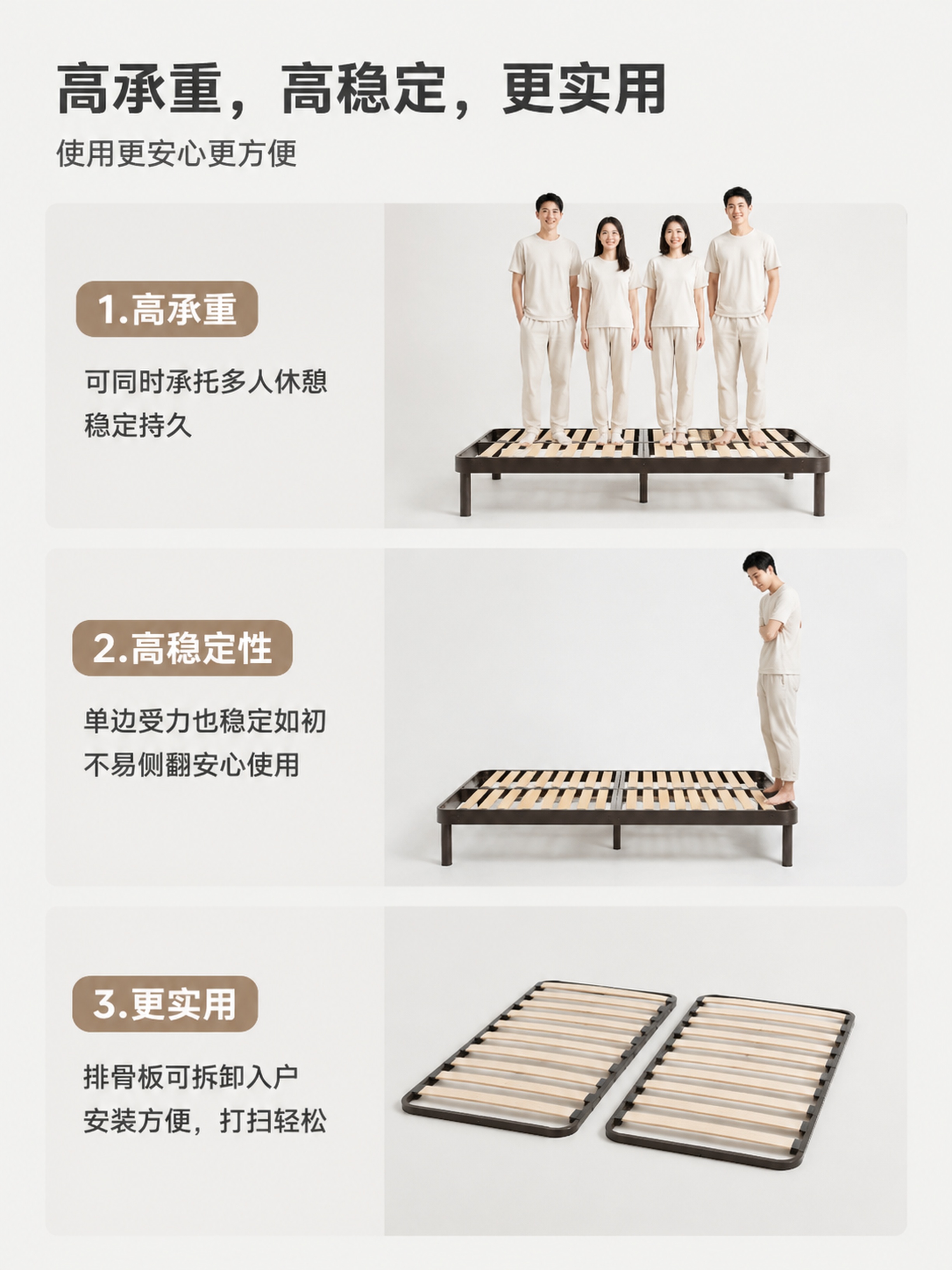 第6张 承重稳定-三大功能点展示页。本张使用【图1】作为商品主… - 图片创意预览