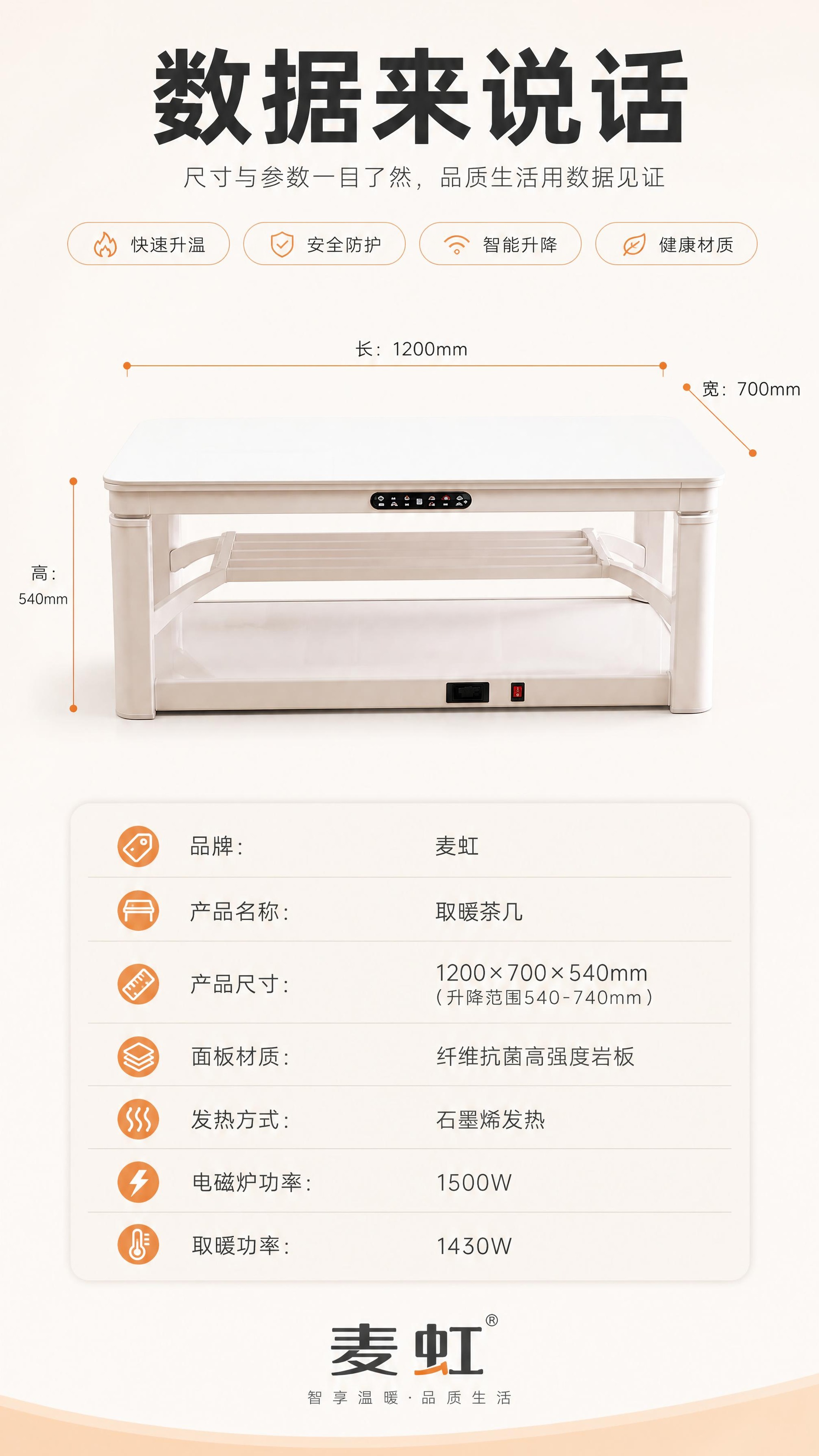 [商品] 使用【图1】麦虹智能升降取暖茶几；保留产品整体结构、… - 图片创意预览