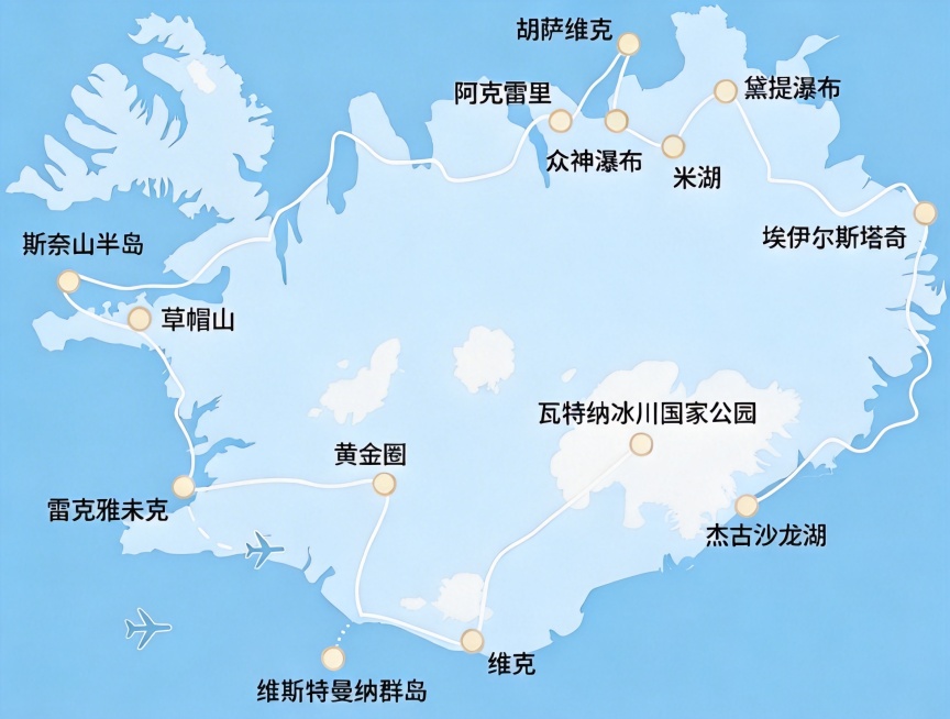将地图底色调为柔和浅蓝色，保留黑色文字与路线标注预览效果