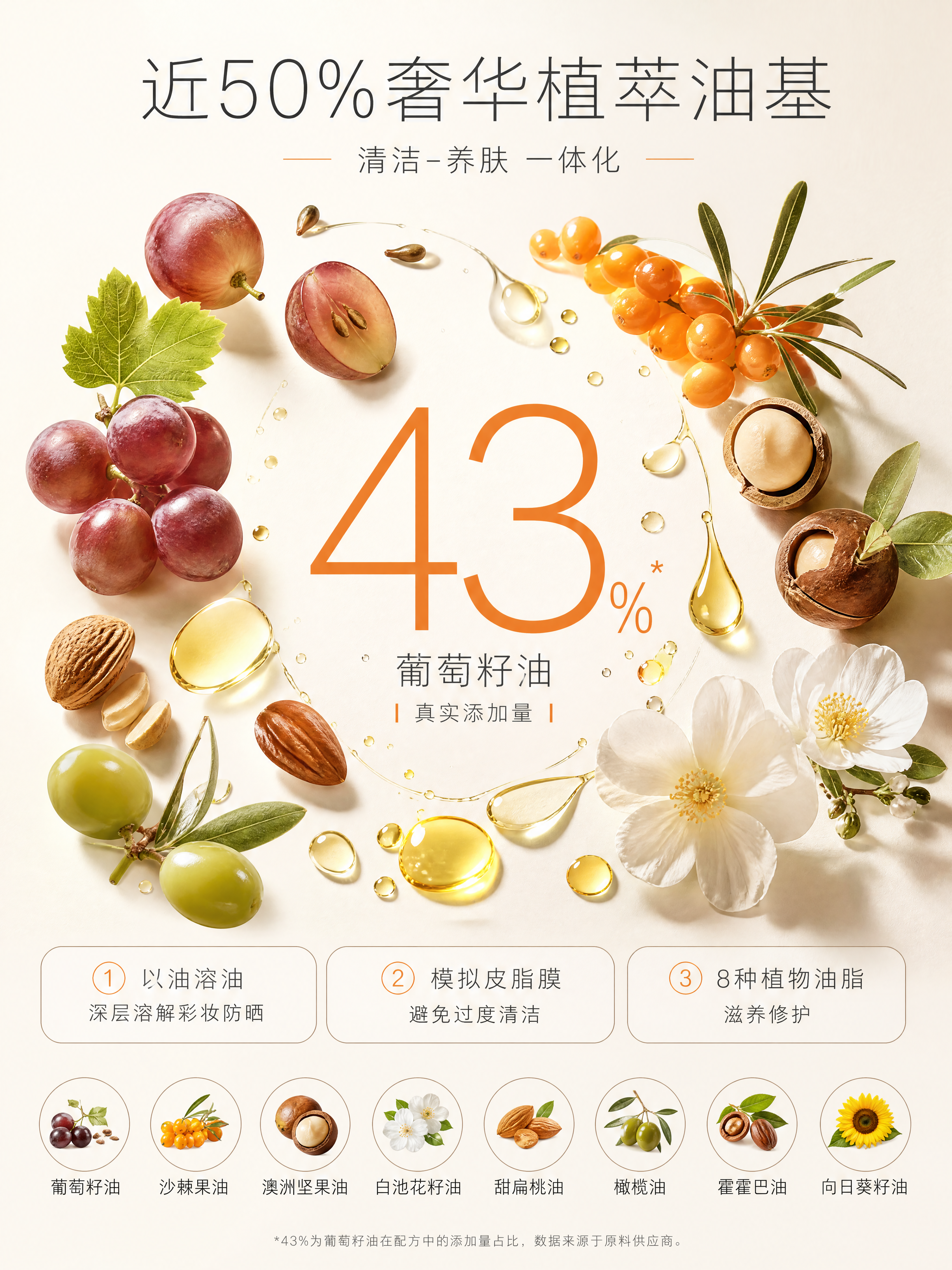 [商品] 成分功效专页，无需产品主图垫图；核心视觉为葡萄籽油等… - 图片创意预览