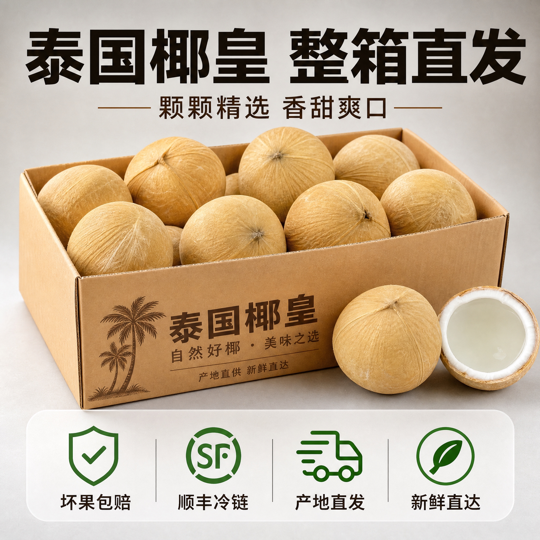 [主图-5] 泰国椰皇整箱展示与服务承诺 打消顾虑促进转化 S… - 图片创意预览