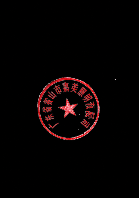 保留原公章的样式和红色五角星，将公章上的文字修改为广东省中山市嘉美照明有限公司，保持红色公章风格不变，印章边缘红色纹理保留预览效果