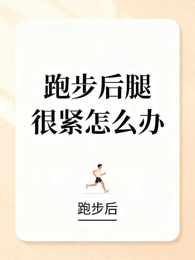 奶油色背景，米白与浅杏色配色，带有柔和暖光，极简排版设计，图文卡片风格，大字居中排版，留白充足，整体呈现温暖高级感，低饱和配色，适合生活方式与认知表达，添加简约跑步配图，给文字"跑步后"添加下划线，不添加小红书LOGO，主标题文字："跑步后腿很紧怎么办"
