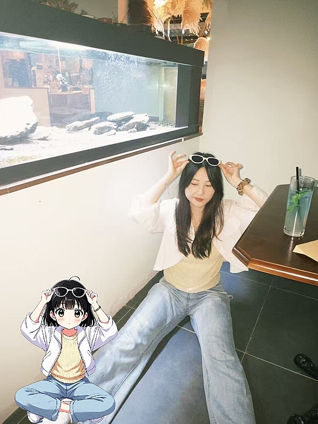 清新舒适，动漫风与真人完美结合，展现轻松愉悦的日常场景。