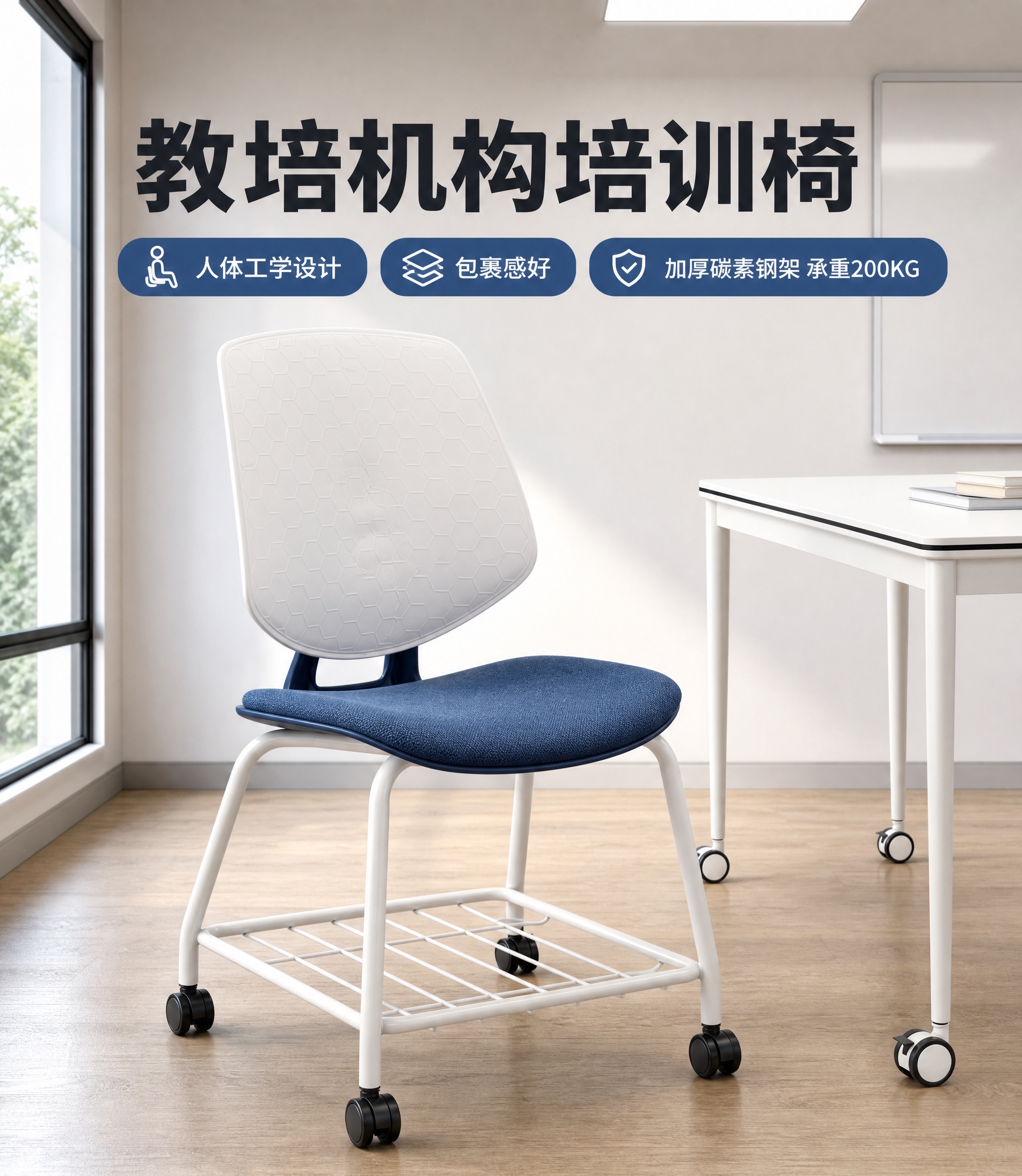 [主图-1] 首图：教培机构培训椅整椅主推展示，产品完整居中，… - 图片创意预览