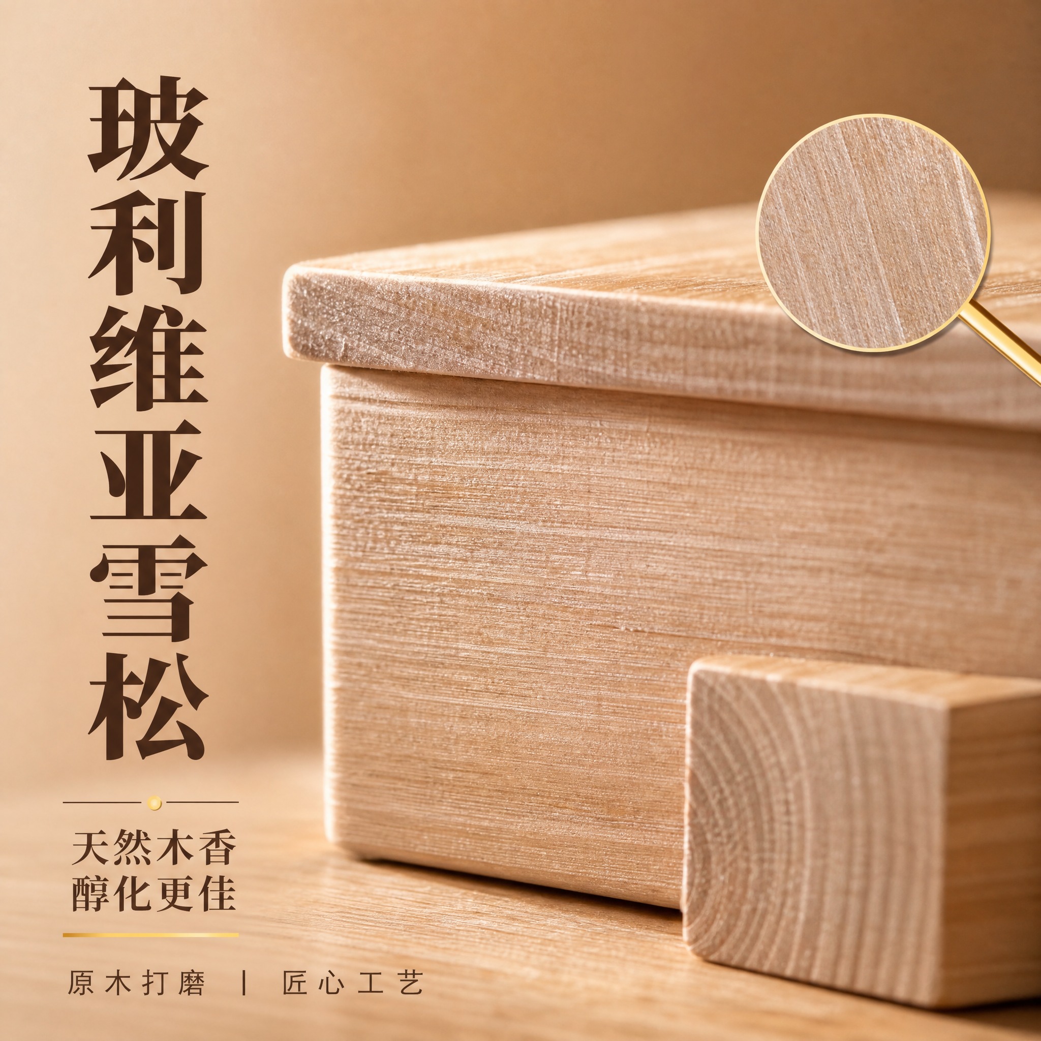 [主图-3] 雪松木材质细节与品质特写图。 [统一基调] 高端… - 图片创意预览