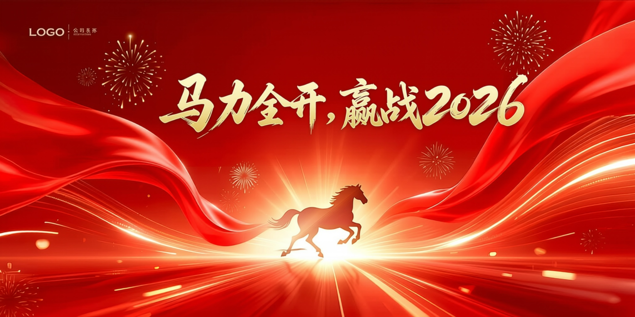 参考图片风格，文案改为：马力全开，赢战2026预览效果