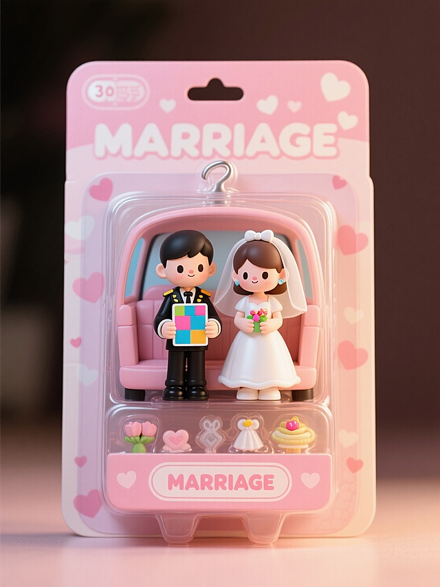 盒子上有描边文字“MARRIAGE”
