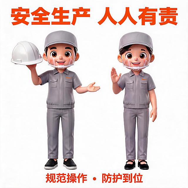 保留这两个3D卡通人物的主体特征不变，改变他们的姿势适配安全生产宣传场景，纯白色背景，4K高清，安全宣传海报