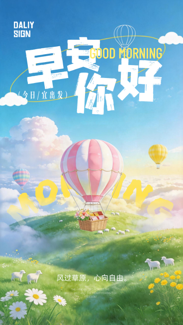 早安日签日常问候竖版海报预览效果