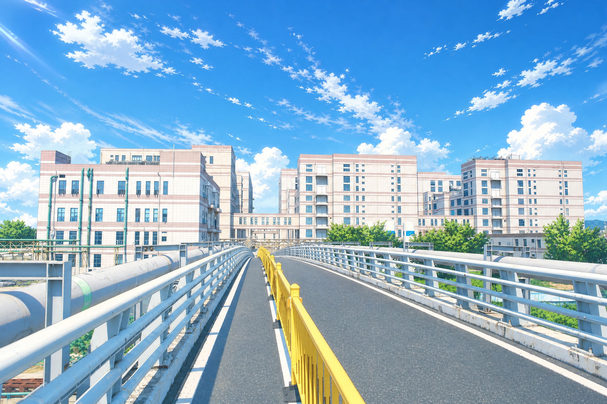 将这张图片转换为日系动漫风格，保留原场景的建筑、道路、桥梁和天… - 图片创意预览