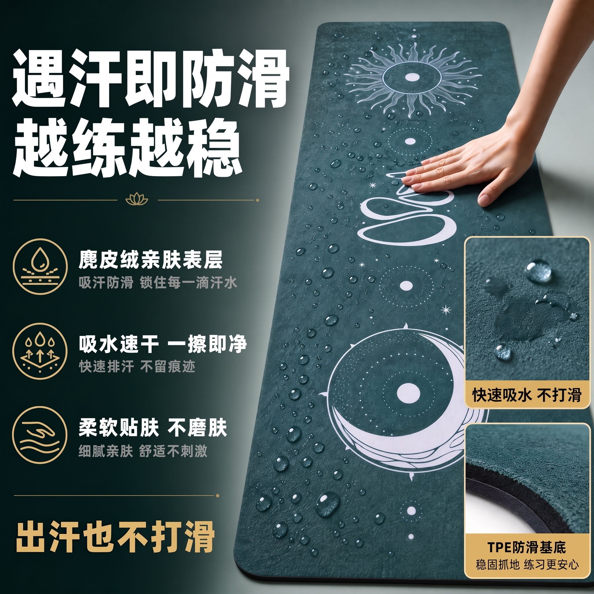 把这张图右侧的吸水成珠不渗透这个去掉，改成快速吸水 不打滑，其… - 图片创意预览