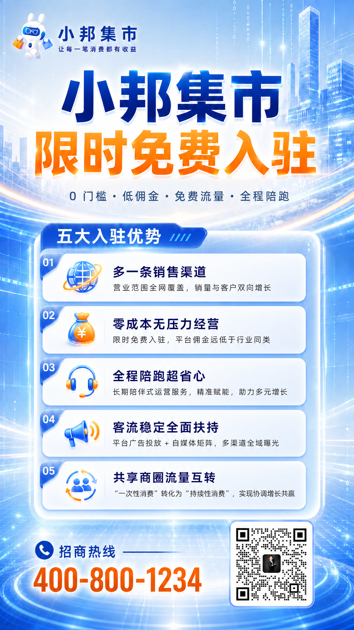 基于当前海报进行优化修改，保持淡蓝色+橙色科技感风格，9:16… - 图片创意预览