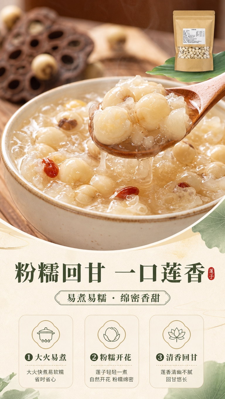 [商品] 使用【图2】洪湖白莲袋装产品；保留包装原貌，在页面角… - 图片创意预览