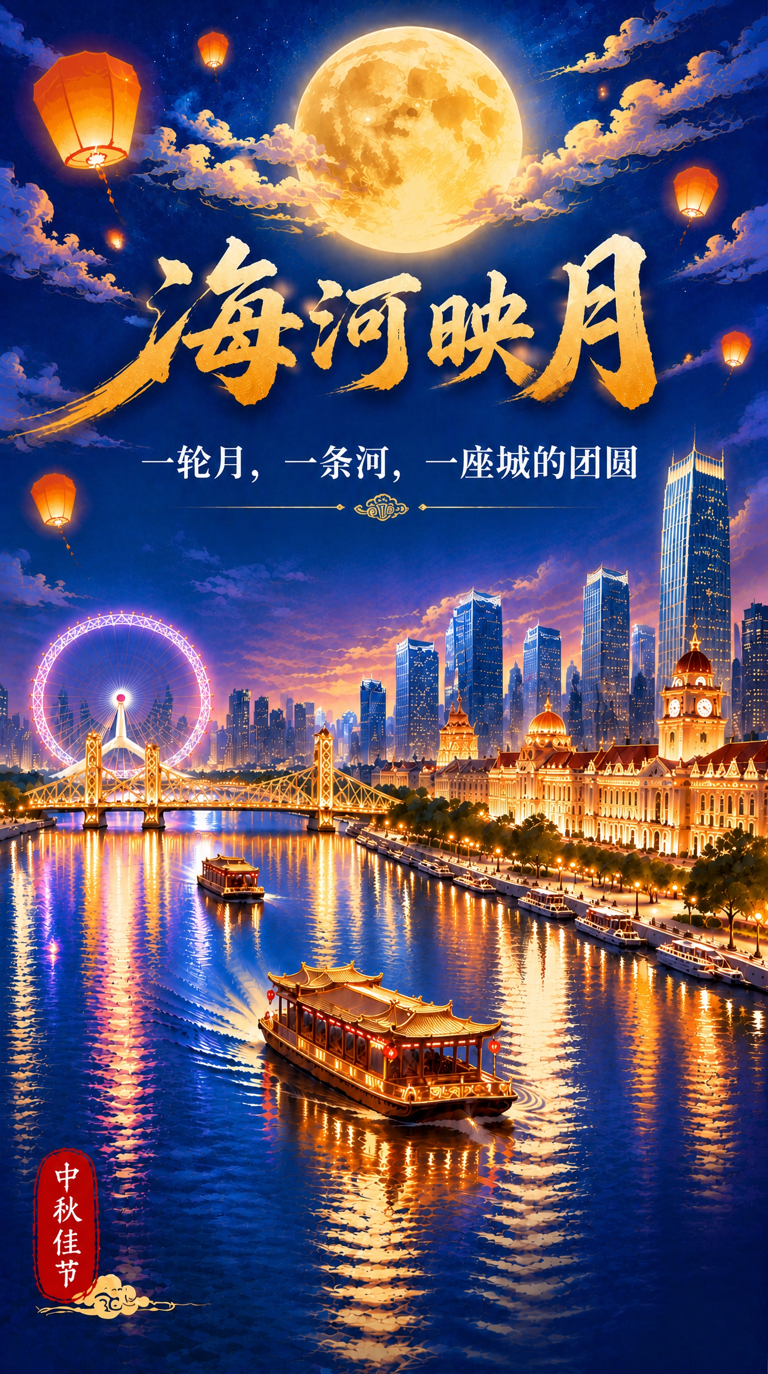 去除图片右下角的“花好月圆”文字，保持画面其他内容不变，背景水… - 图片创意预览
