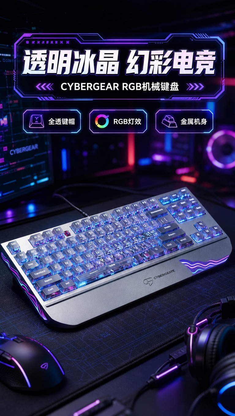 [商品] 使用【图1】CYBERGEAR透明键帽RGB机械键盘… - 图片创意预览