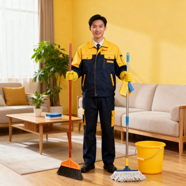 做一套关于助洁服务的主图*1张+轮播图*3张+具体服务项目：上门理发、上门修脚、日常保洁、深度保洁、开荒保洁、擦窗、收纳整理、家宴服务、柜式空调清洗、挂式空调清洗、油烟机清洗、滚筒洗衣机清洗、冰箱清洗预览效果