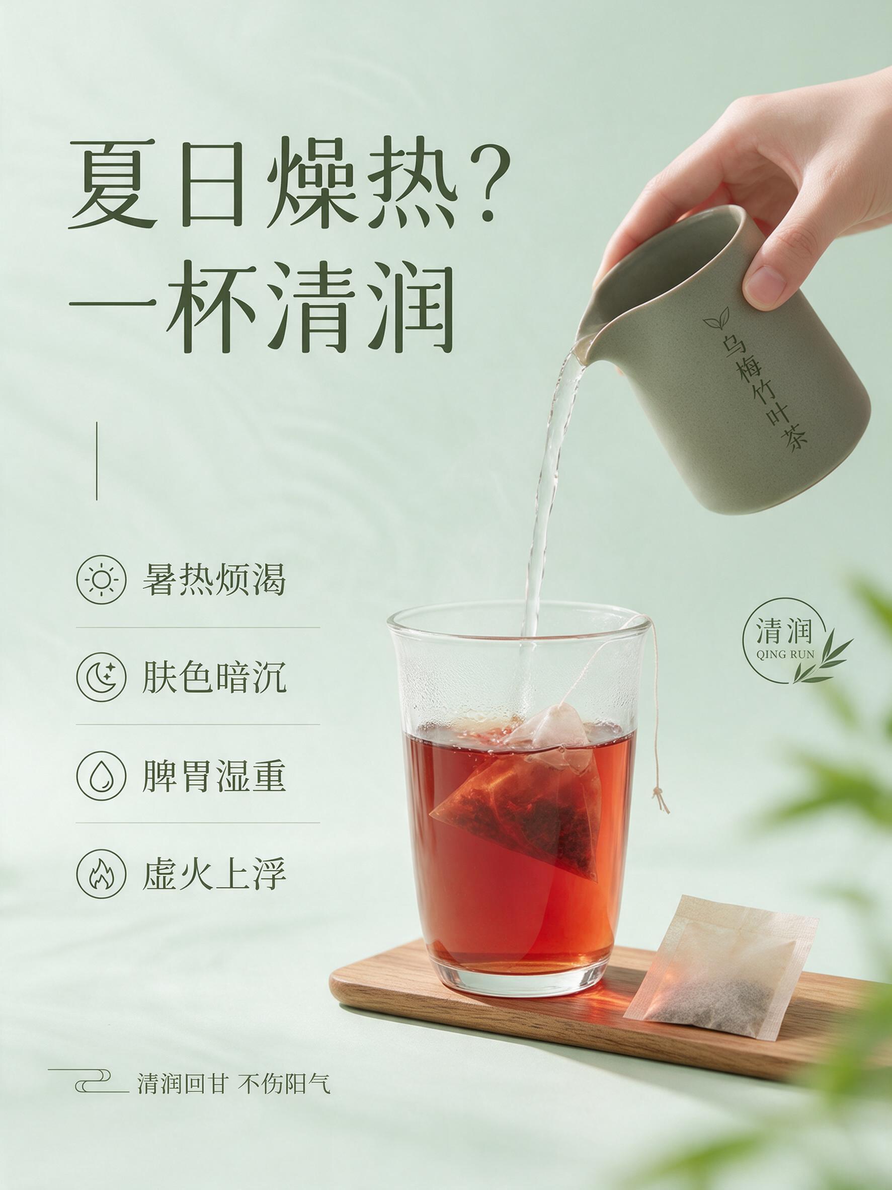 小红书养生茶商品详情图，痛点引入篇。清新淡绿色背景（与主图同款… - 图片创意预览