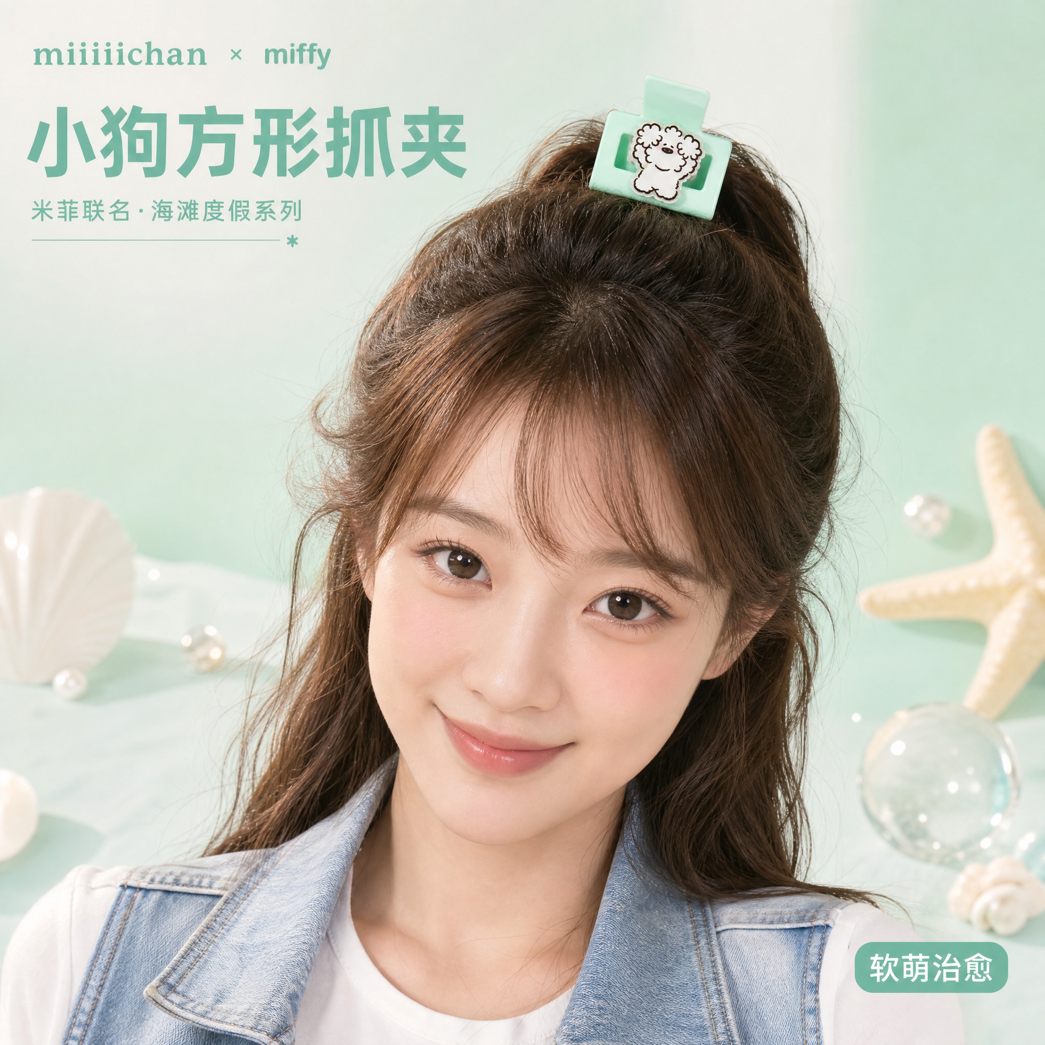[主图-1] 米菲联名 miiiiichan 薄荷绿小狗方形小… - 图片创意预览