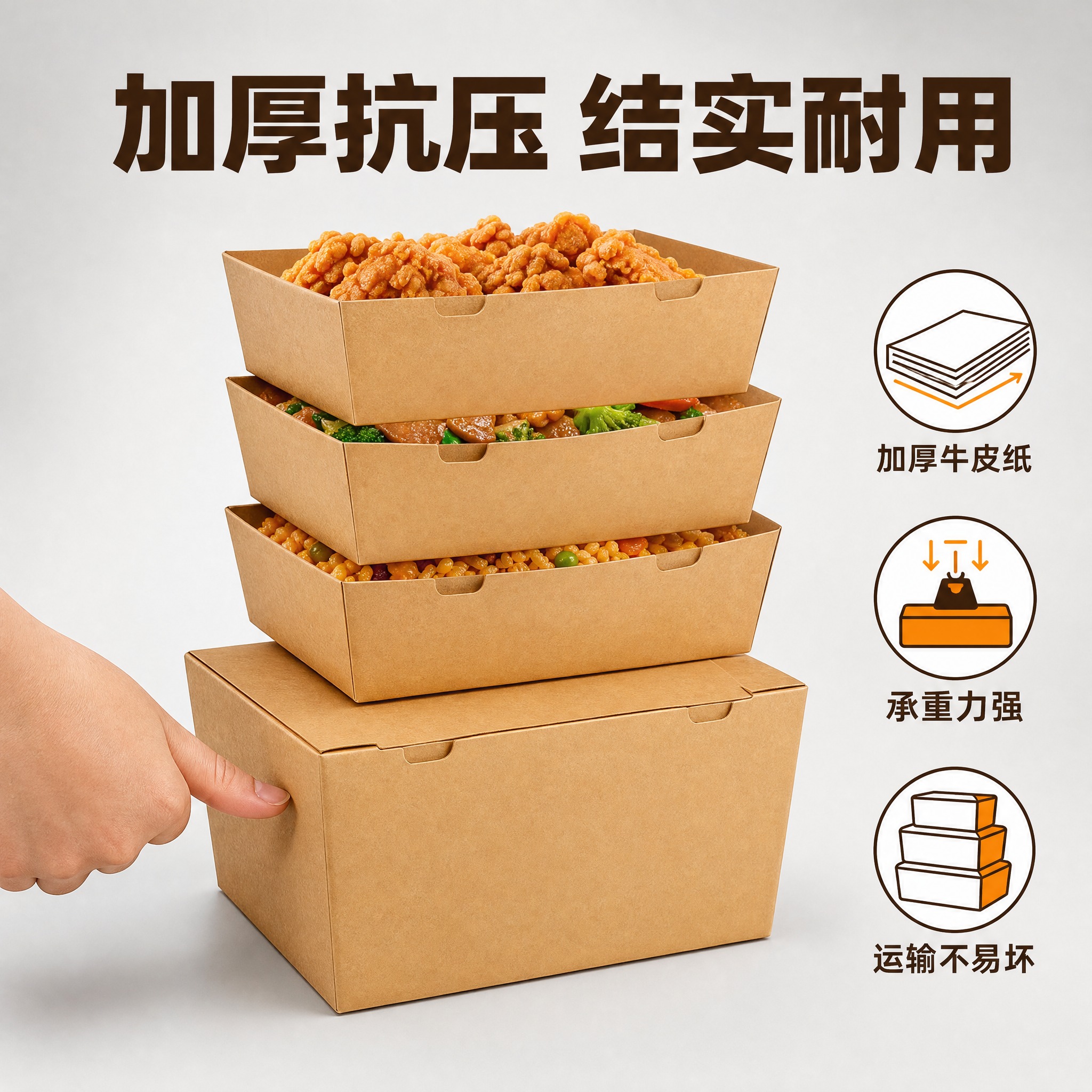 [主图-2] 加厚抗压卖点证明图，直观展示餐盒结实耐用承重力强… - 图片创意预览