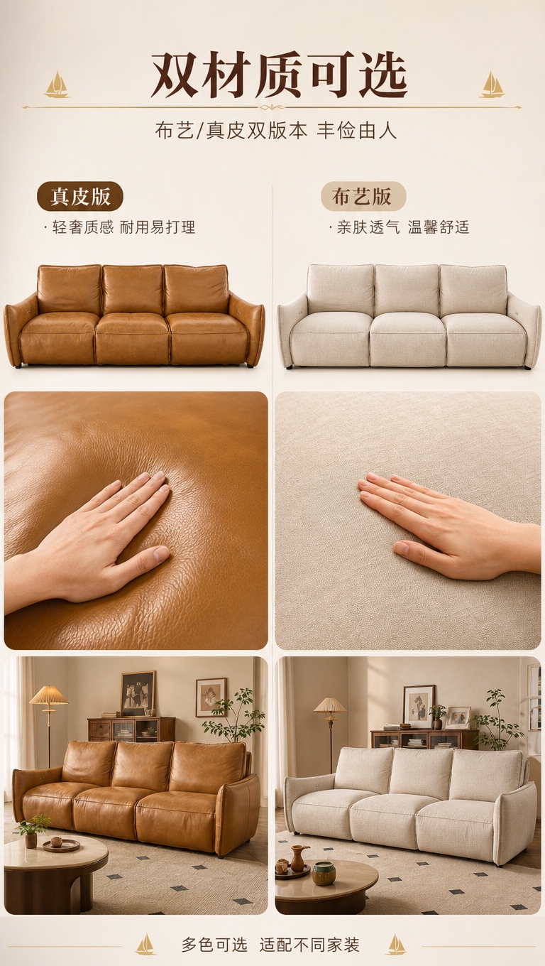 [商品] 使用【图1】焦糖棕真皮三人位电动功能沙发作为真皮款参… - 图片创意预览