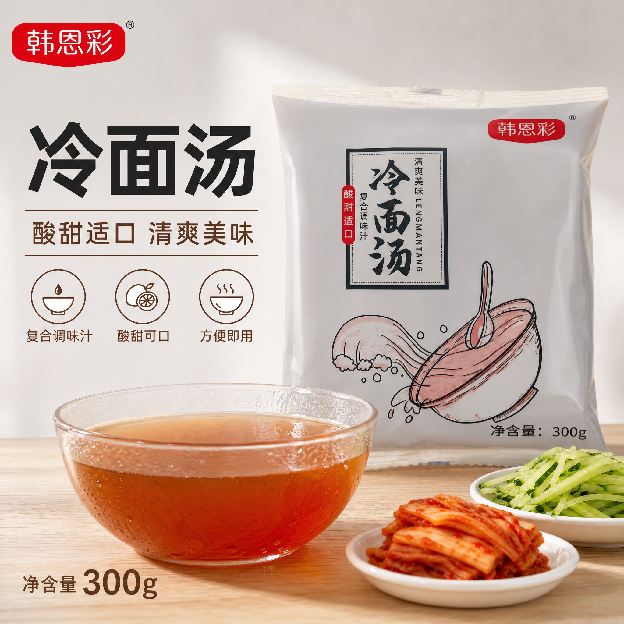 [主图-6] 韩恩彩冷面汤 电商主图，爆款促销感路线，突出酸甜… - 图片创意预览
