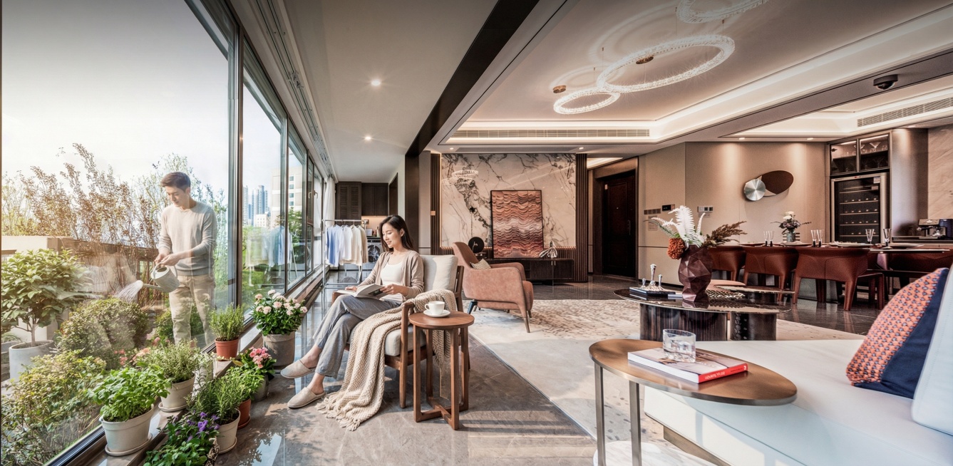 在阳台增加人物生活场景预览效果