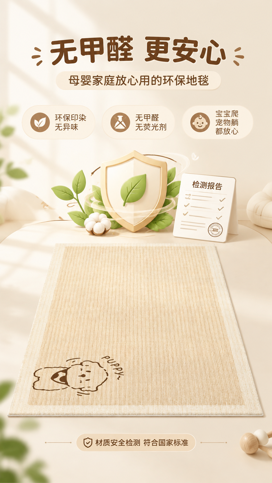[商品] 使用【图1】米杏色天鹅绒床边地毯；保留地毯的长方形尺… - 图片创意预览