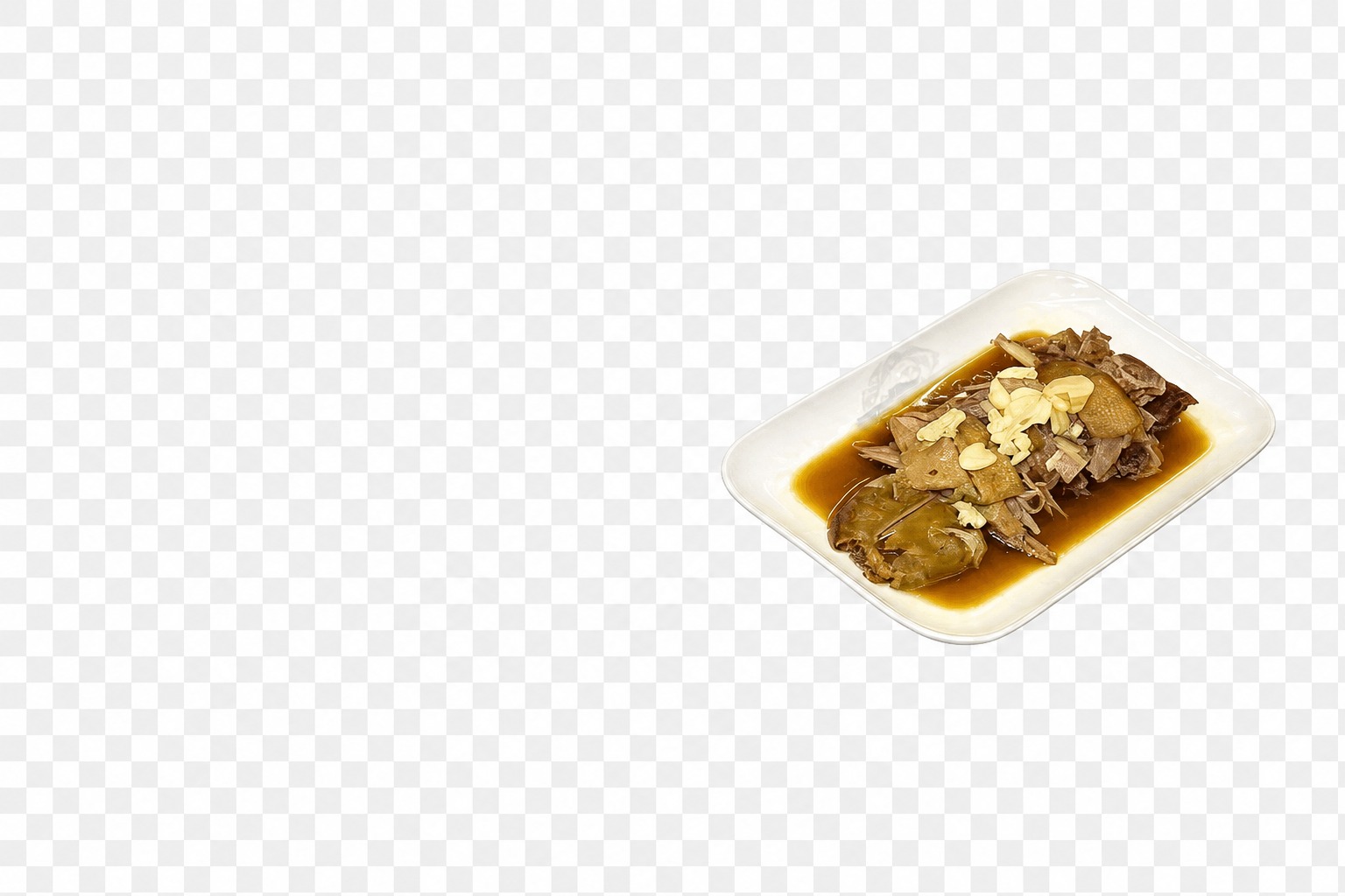 保留图片中右侧白色长盘装卤味鸭肉这一道菜，完整保留盘子和菜品，… - 图片创意预览