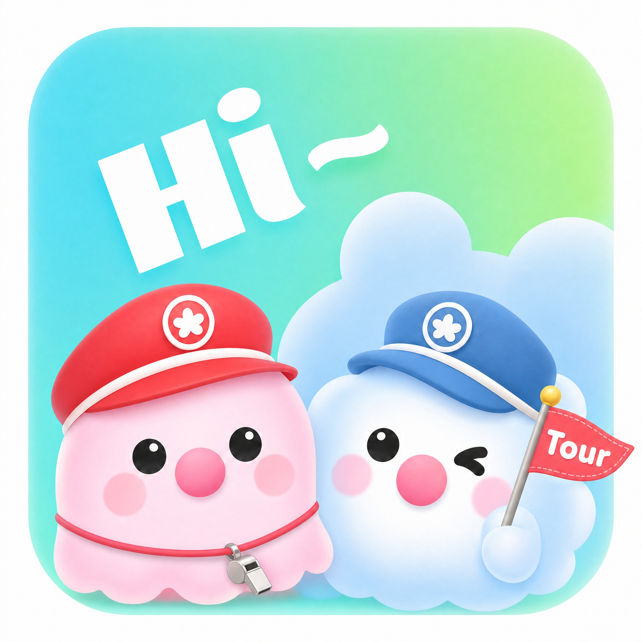 保持原图青绿色渐变圆角方形背景、左上角白色"Hi~"文字完全不… - 图片创意预览