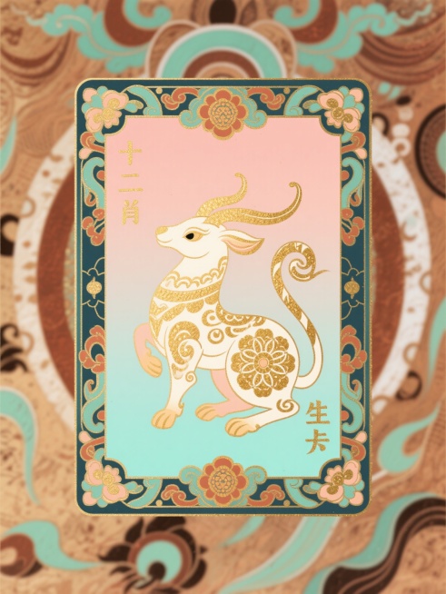 国潮风格十二生肖卡牌，生肖主体丰富细致刻画深入，主体上有烫金花纹，背景颜色统一，敦煌壁画风格配色，画面有丰富的敦煌花纹样式边框，无字体，丰富的画面细节，符合逻辑预览效果