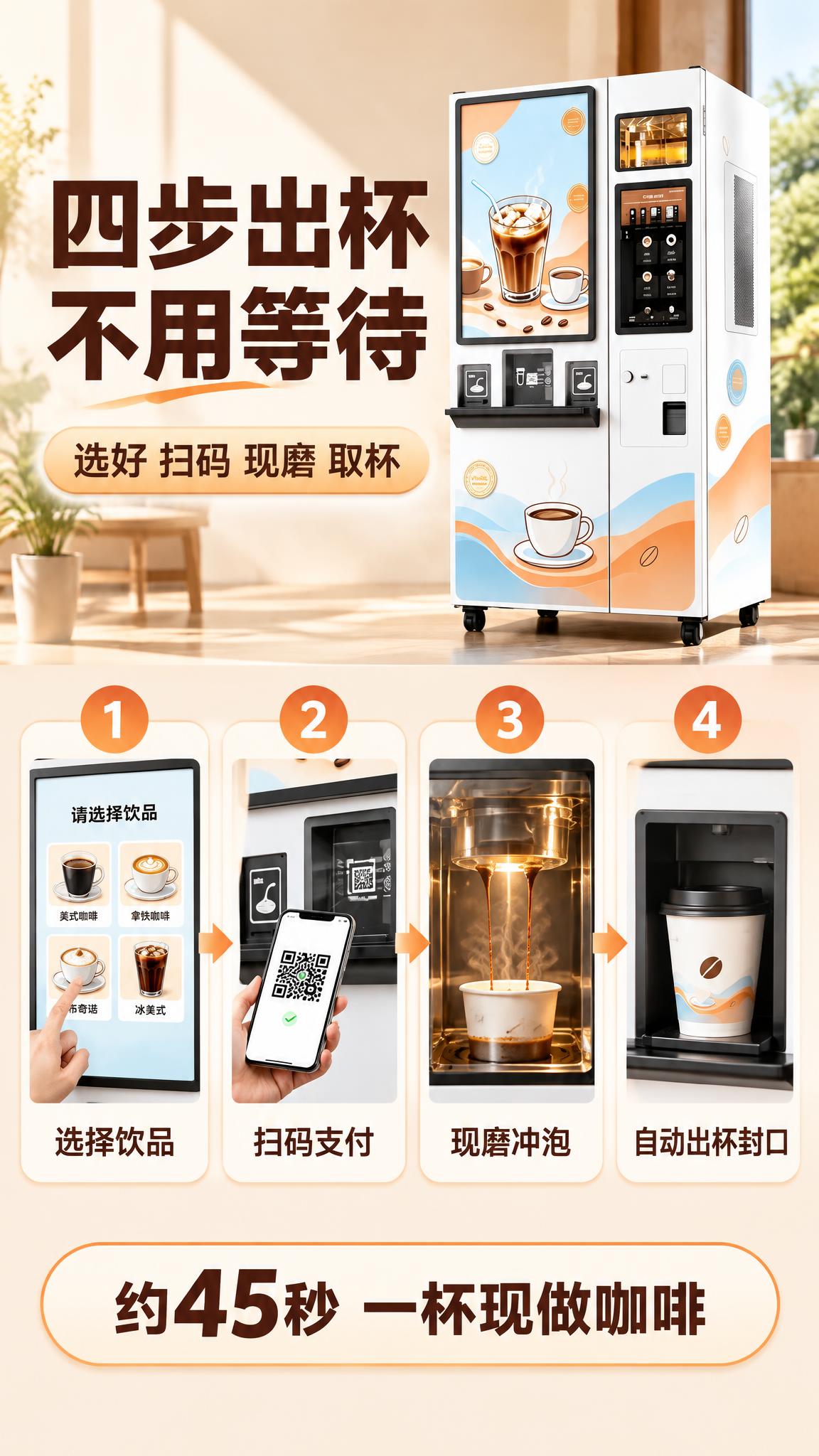 [商品] 使用【图1】咖啡自助售货机同款机身，屏幕与取杯口区域… - 图片创意预览