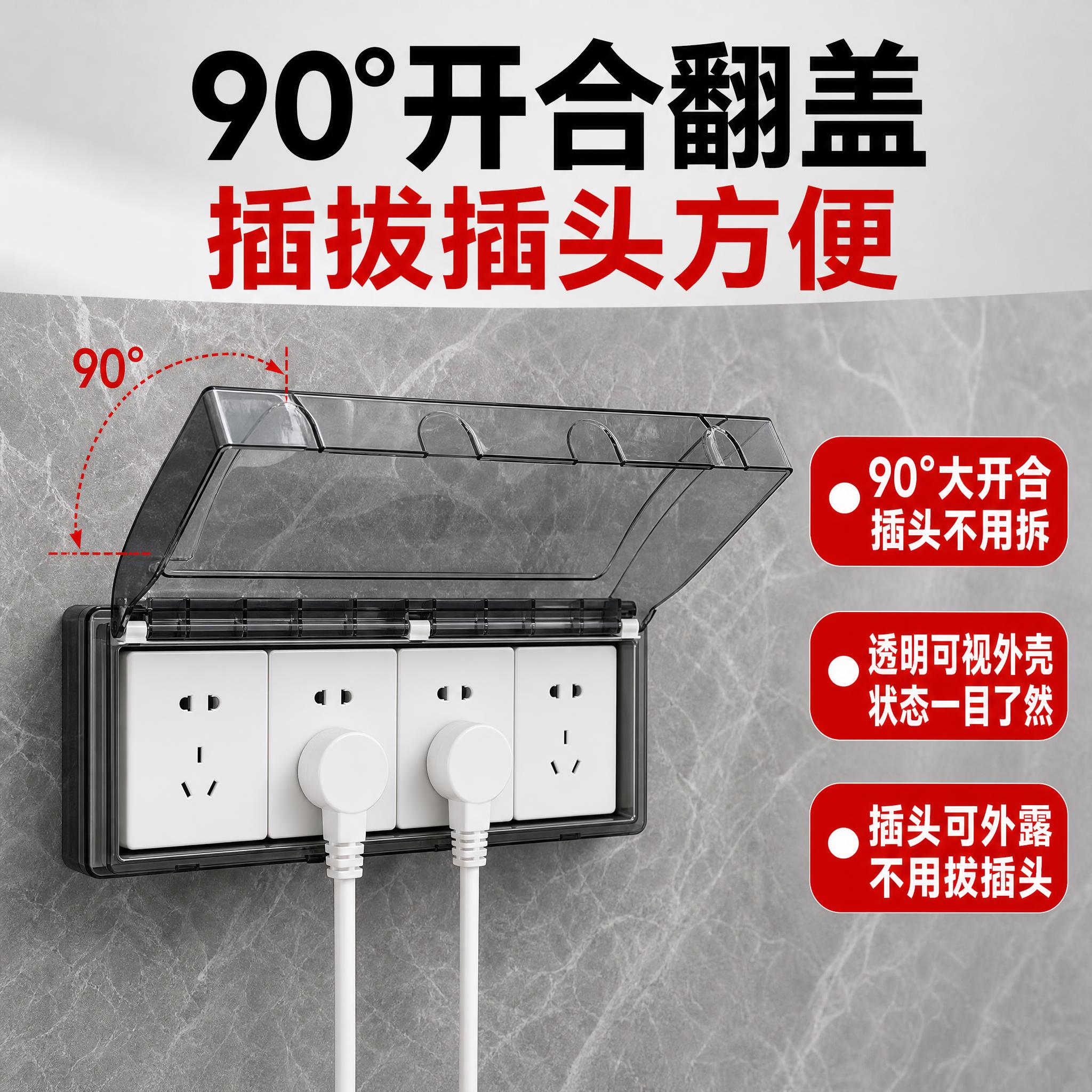 [主图-4] 功能设计卖点图，主题：90°开合翻盖 插拔插头方… - 图片创意预览