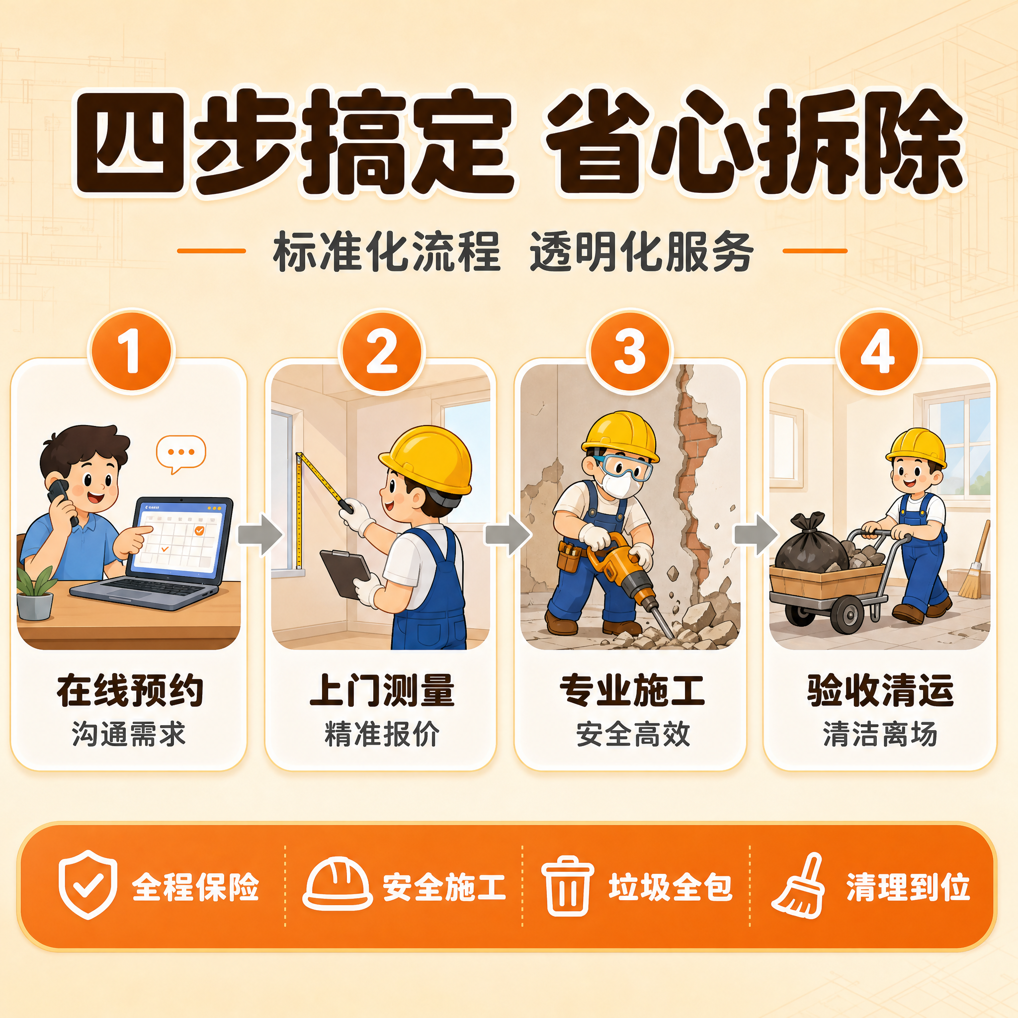 [主图-4] 专业拆除服务 旧房拆改上门施工 服务流程与体验降… - 图片创意预览
