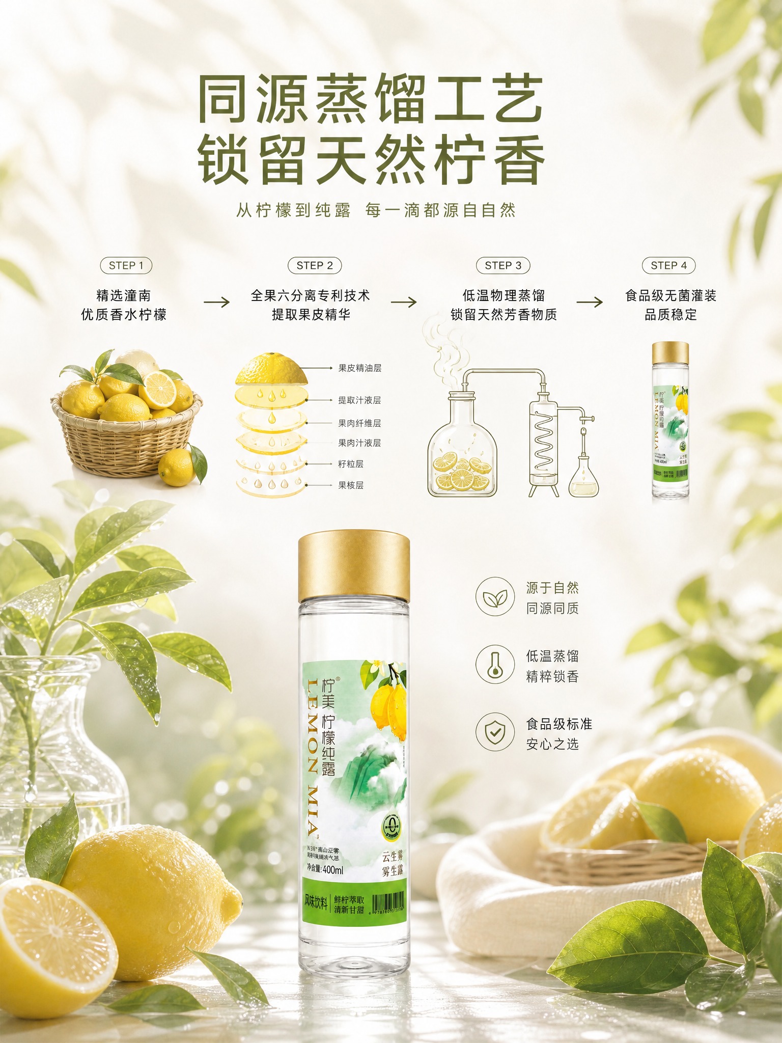 电商详情页模块4·工艺详解，对标护肤纯露萃取逻辑，简约高级清新… - 图片创意预览