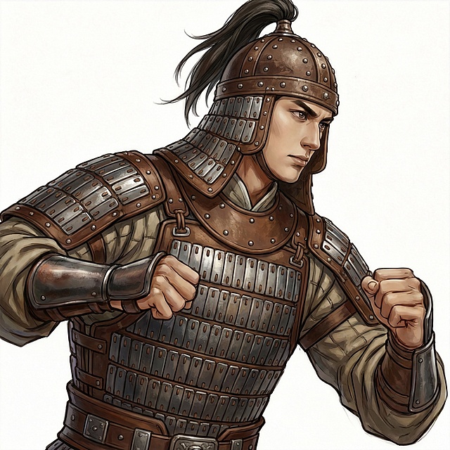 人物身上穿的衣服变成蒙古制式的盔甲