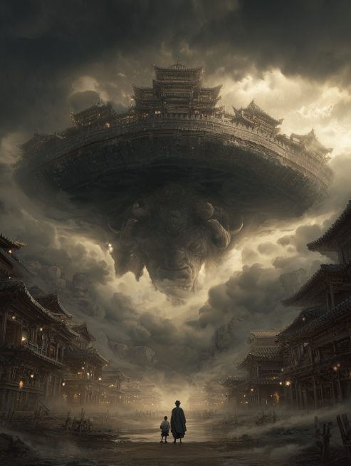 再生成一些，这次可以有海市蜃楼的感觉，要有压迫感，贴合神话气息预览效果