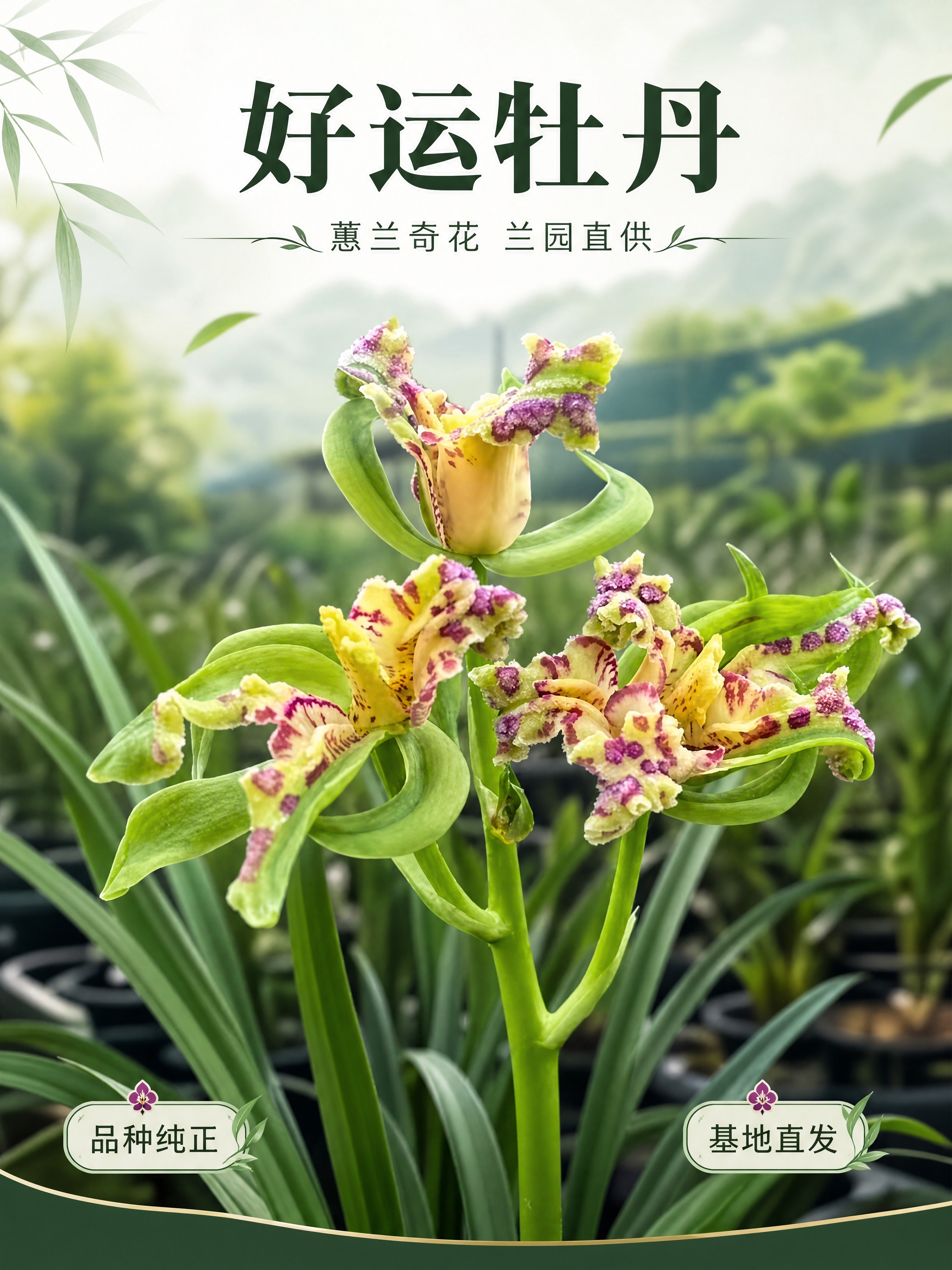 [商品] 使用【图1】好运牡丹兰花；保留奇花多瓣独特花型、黄绿… - 图片创意预览