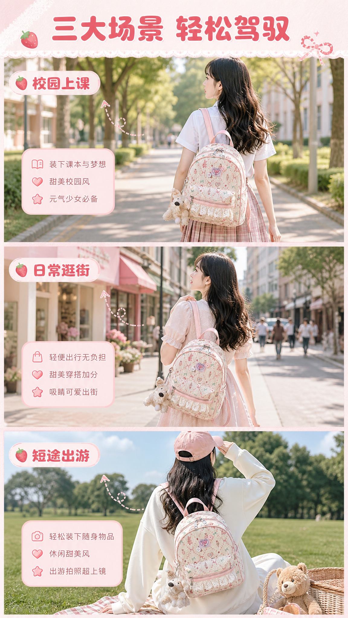 [商品] 使用【图7】粉白印花款双肩包模特图；商品处理：保留包… - 图片创意预览
