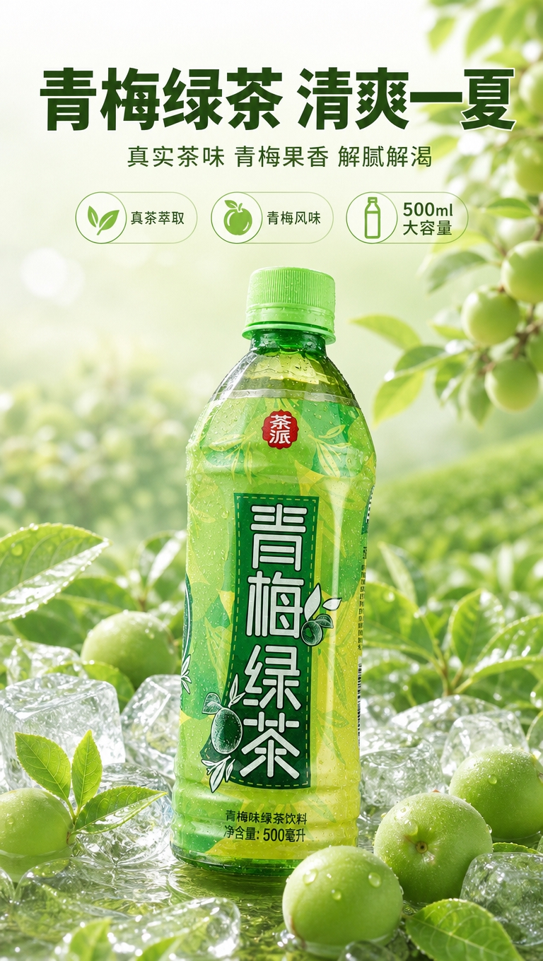 [商品] 使用【图1】茶派青梅绿茶500ml瓶装饮料；保留瓶身… - 图片创意预览