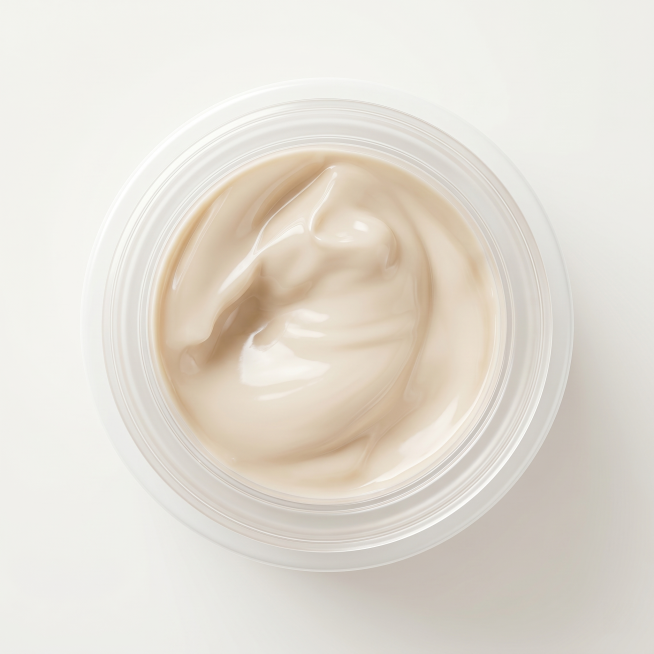 [主图-1] Yuzqian peptide eye cream product display. Advanced minimalist style, bright light off-white预览效果