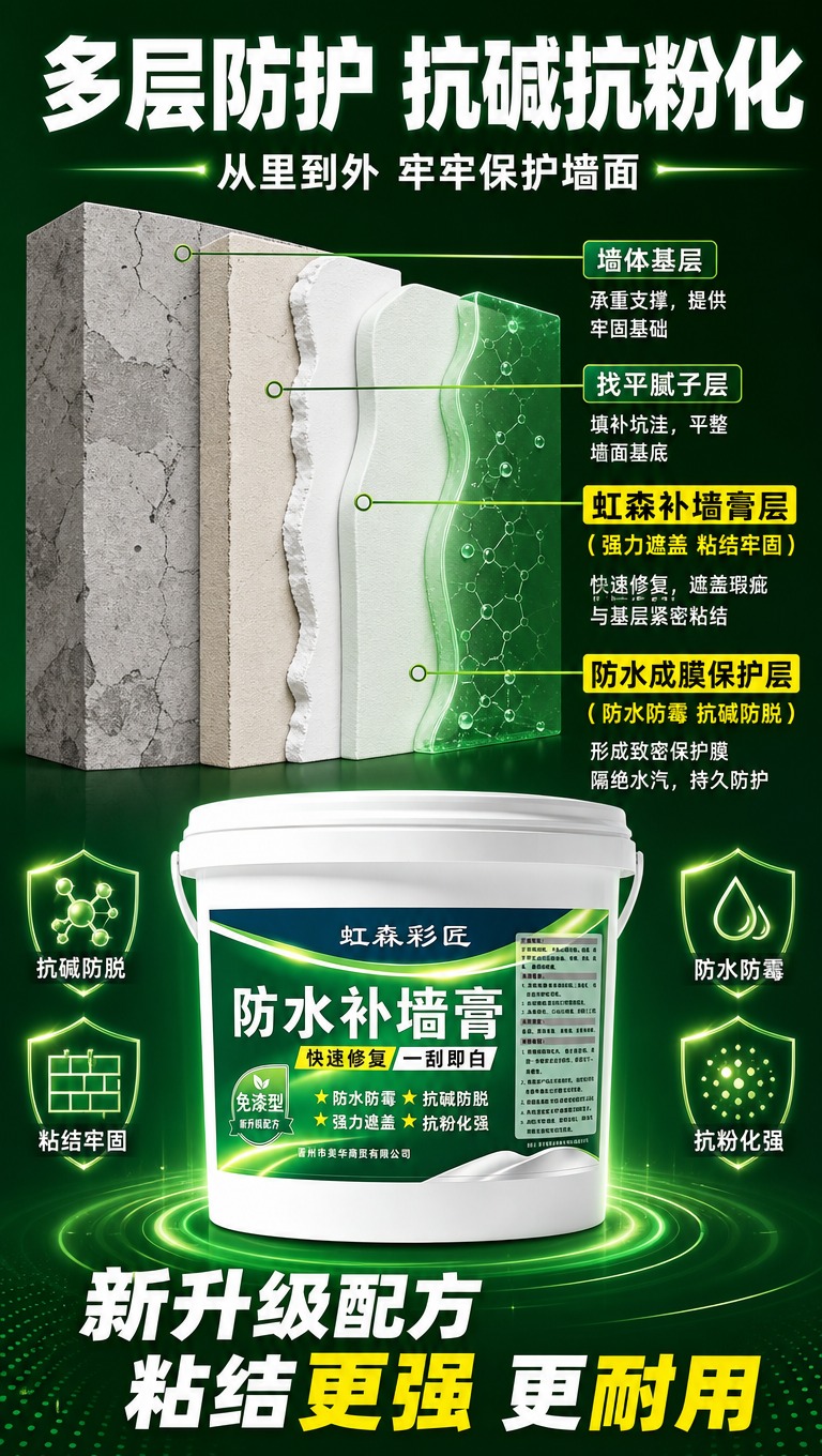 [商品] 使用【图1】虹森彩匠防水补墙膏白色桶装产品；保留桶身… - 图片创意预览